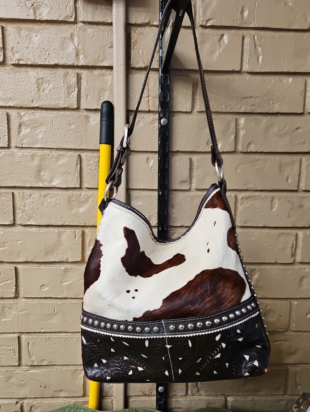 American West Brown & White Cowhide Hobo Shoulder Bag